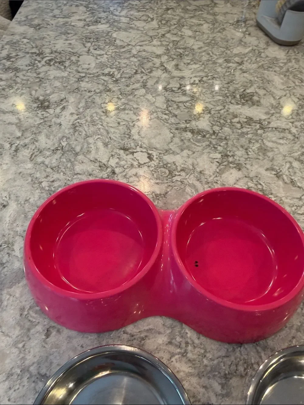 Double Pet Bowl Set - Hot Pink with Stainless Steel Inserts